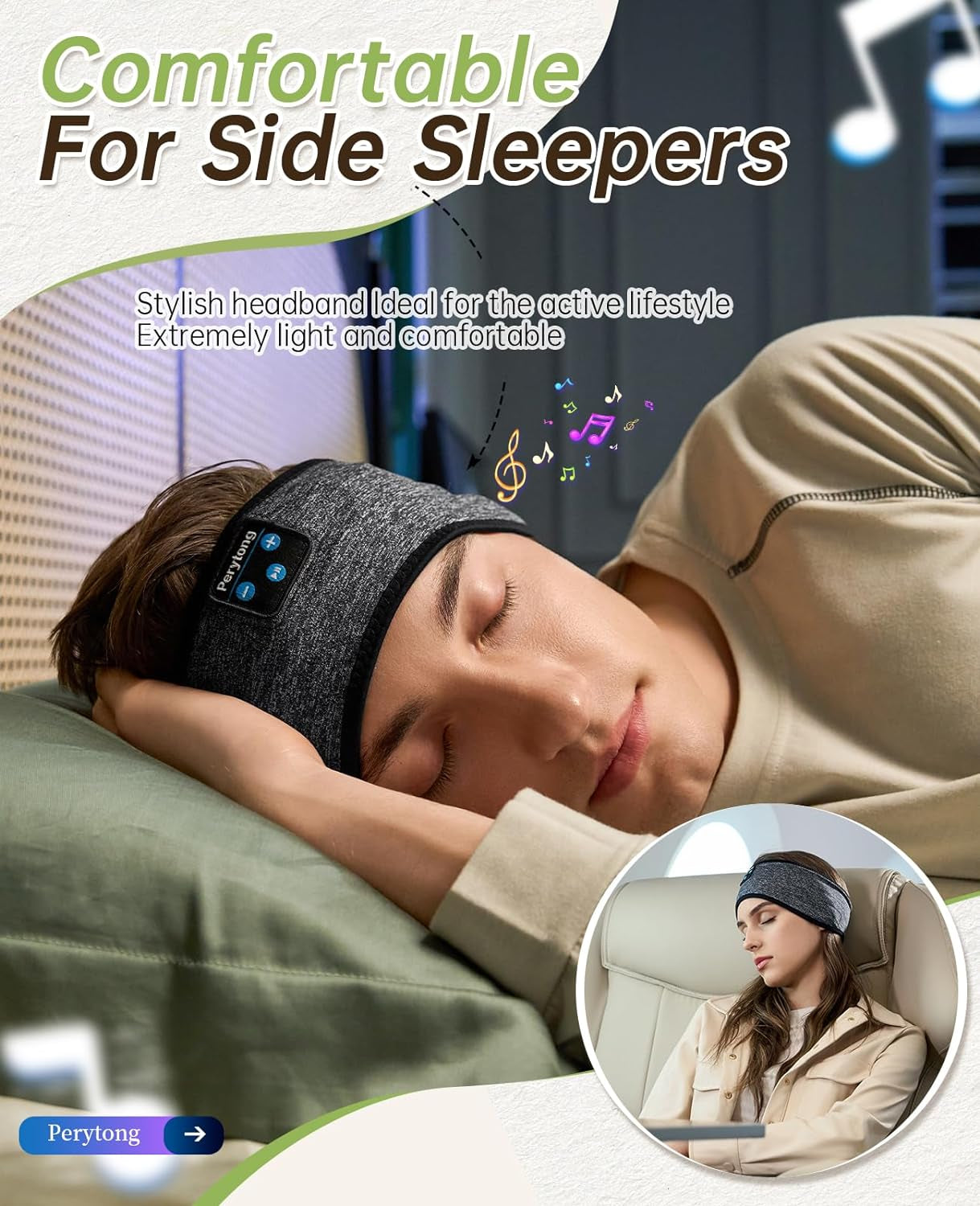 Sleep Headphones Bluetooth 5.4, Sleeping Headphones Headband - Soft Elastic Comfortable Wireless Headband, Gifts for Men Women Teenager