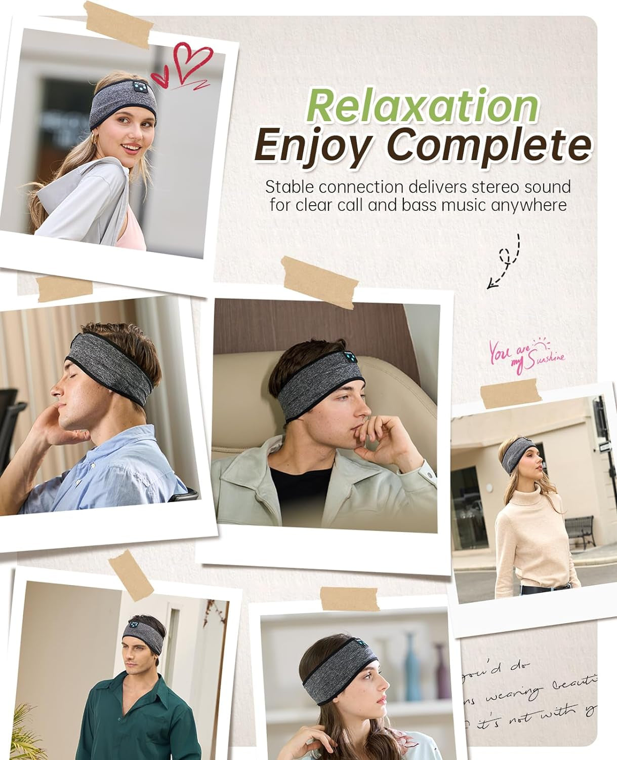Sleep Headphones Bluetooth 5.4, Sleeping Headphones Headband - Soft Elastic Comfortable Wireless Headband, Gifts for Men Women Teenager