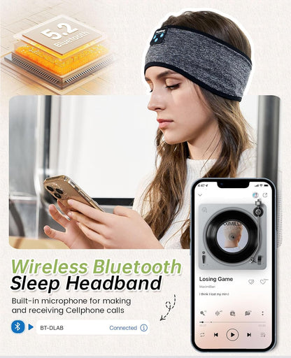 Sleep Headphones Bluetooth 5.4, Sleeping Headphones Headband - Soft Elastic Comfortable Wireless Headband, Gifts for Men Women Teenager