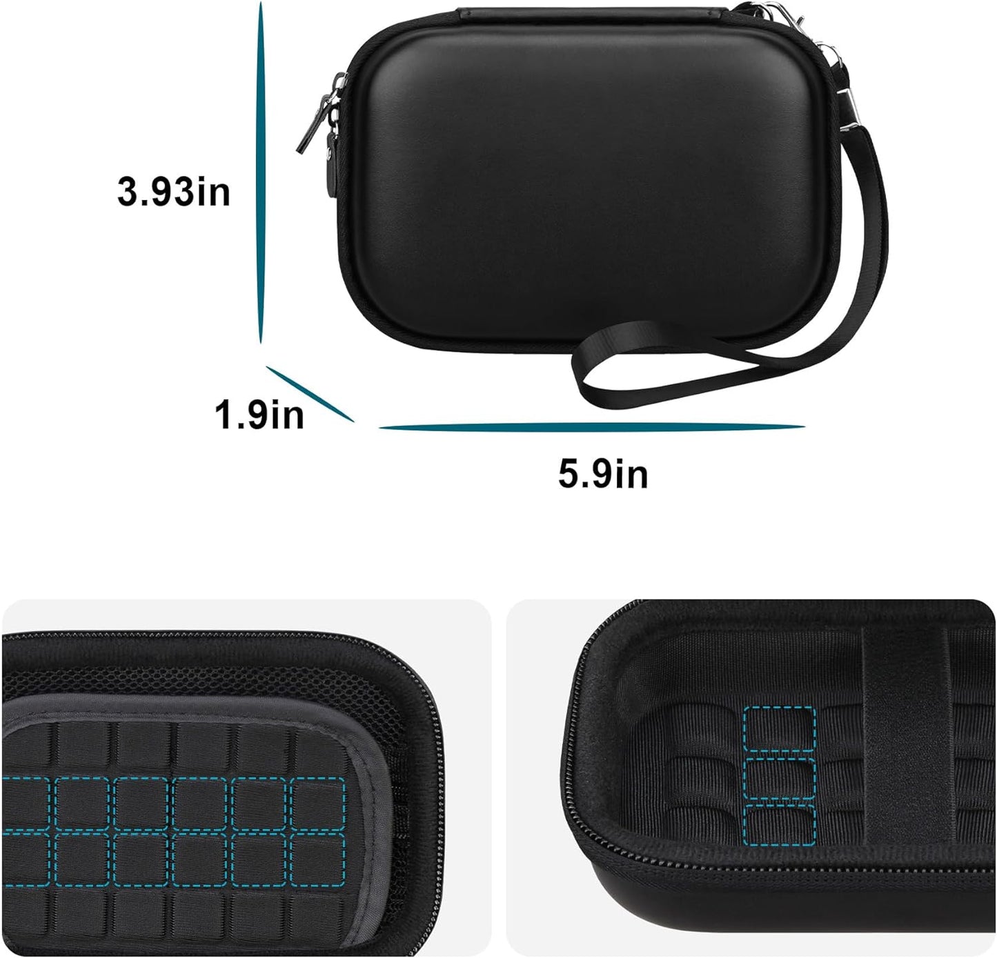 Hard Case for HP Sprocket Portable 2X3 Inch Instant Photo Printer | Zipper Mesh Pocket Fits Photo Paper and Cable, Black