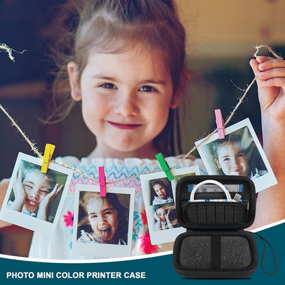 Hard Case for HP Sprocket Portable 2X3 Inch Instant Photo Printer | Zipper Mesh Pocket Fits Photo Paper and Cable, Black