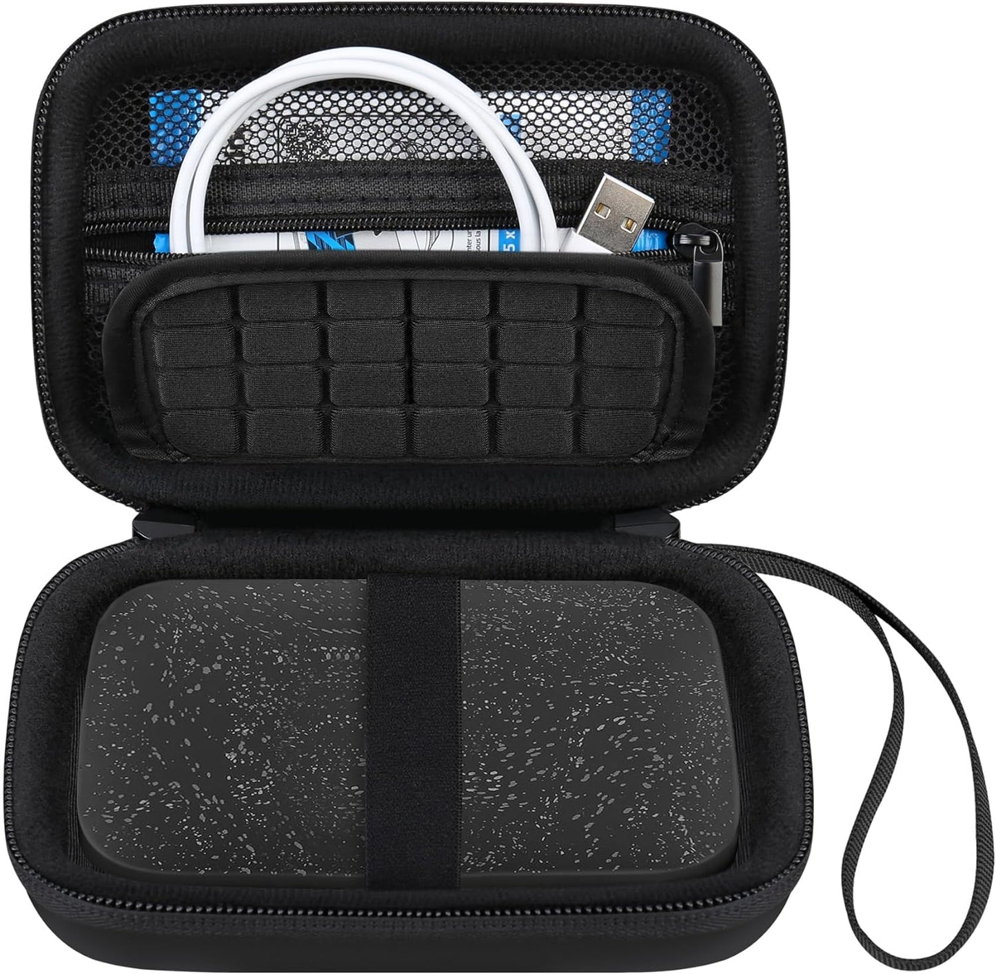 Hard Case for HP Sprocket Portable 2X3 Inch Instant Photo Printer | Zipper Mesh Pocket Fits Photo Paper and Cable, Black